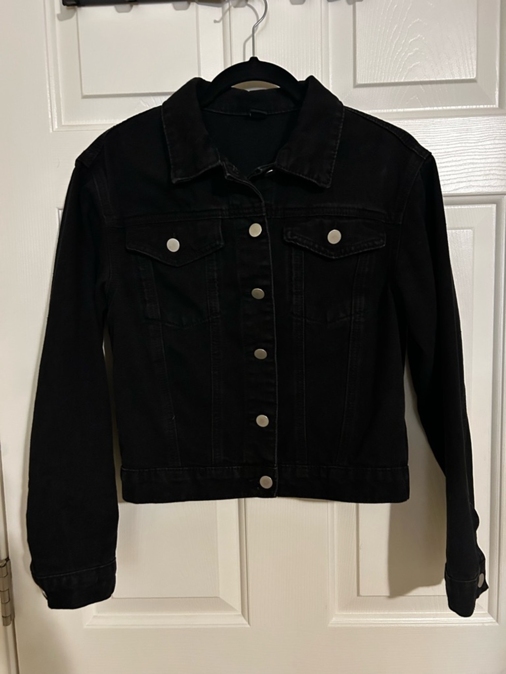 SHEIN Black Denim Button-Front Jacket